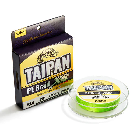 TAIPAN Super Long Cast PE Braided Fishing Line X8 | Flash Green 218 yard